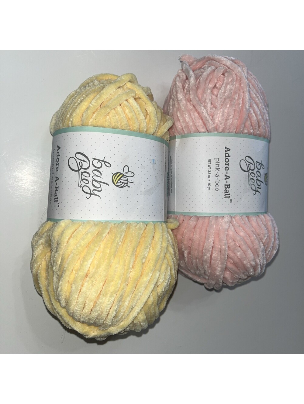 Baby Bee Adore-A-Ball Yarn Lot Pink Yellow Bumblebee Wings Plush Chenille
